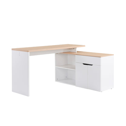 Birou cu Blat Extensibil pentru PC și Bibliotecă, 140x117x76 cm, Alb