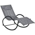Șezlong balansoar Zero-Gravity pentru exterior, impermeabil, cu pernă pentru cap, 155x61x88 cm, gri