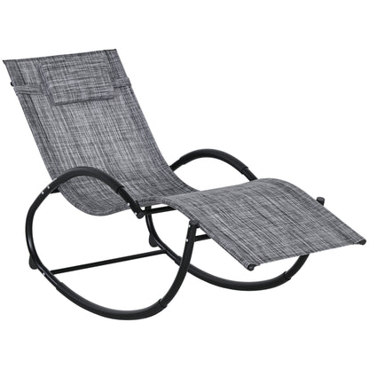 Șezlong balansoar Zero-Gravity pentru exterior, impermeabil, cu pernă pentru cap, 155x61x88 cm, gri