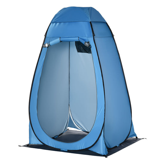 Cort de Dus pentru Camping, cu Fermuar, Geanta de Transport si Buzunar, 126x124x189 cm, Albastru