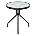 Masuta de Gradina Rotunda  cu Etajera din Sticla si Structura Metalica, Φ50x55cm, Negru