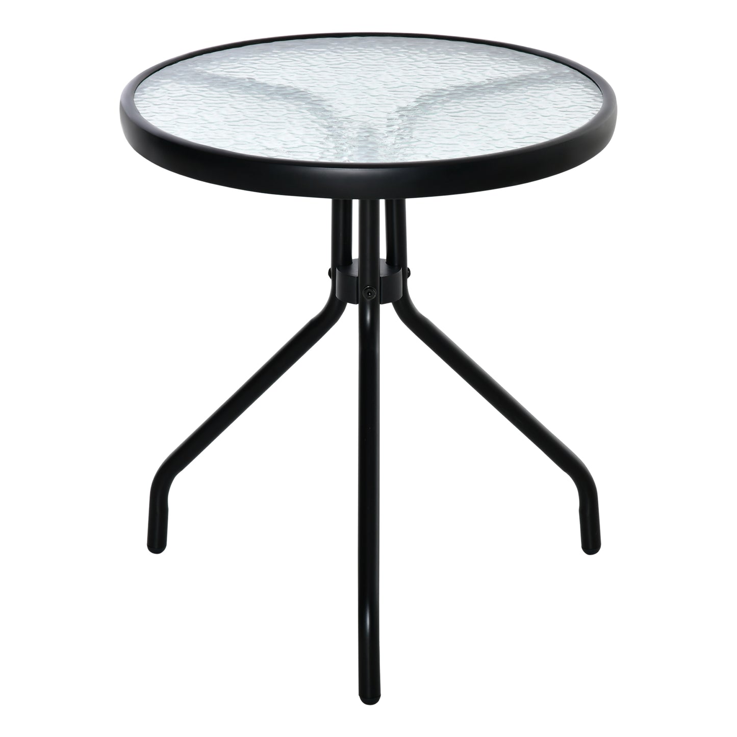 Masuta de Gradina Rotunda  cu Etajera din Sticla si Structura Metalica, Φ50x55cm, Negru