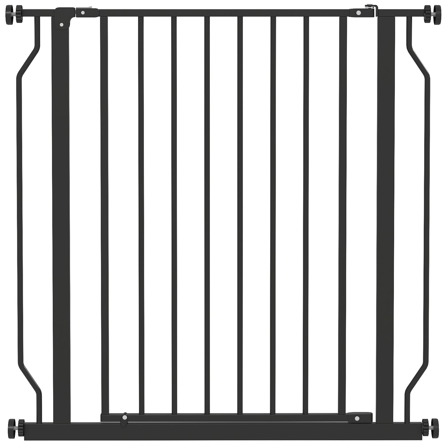 Poartă Extensibilă și Reglabilă pentru Câini, pentru Scări și Uși, din Oțel și ABS, 75-85x76 cm, Neagră