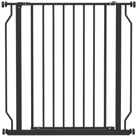 Poartă Extensibilă și Reglabilă pentru Câini, pentru Scări și Uși, din Oțel și ABS, 75-85x76 cm, Neagră