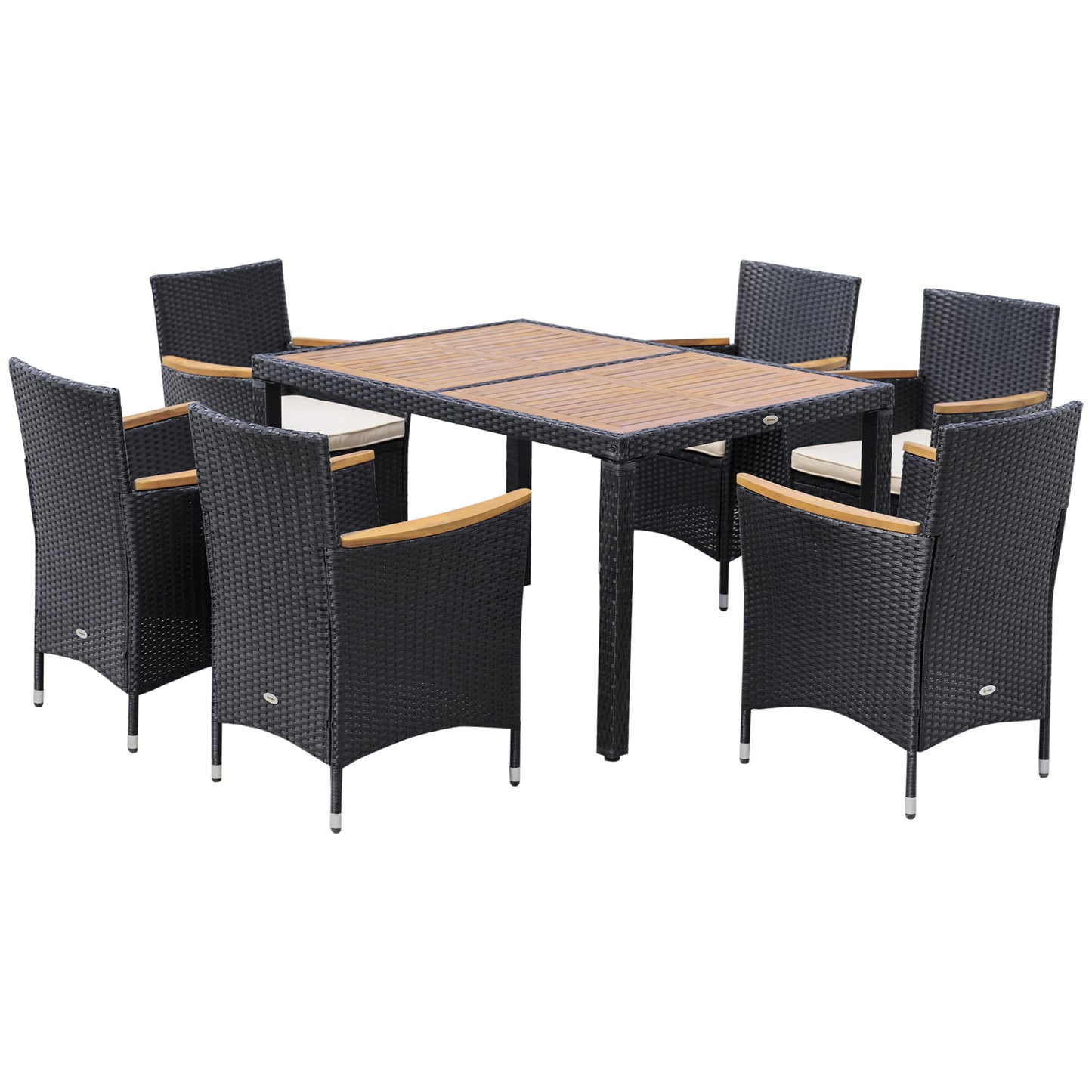 Set Mobilier Gradina 7 Piese – Ratan, Lemn & Perne Moi