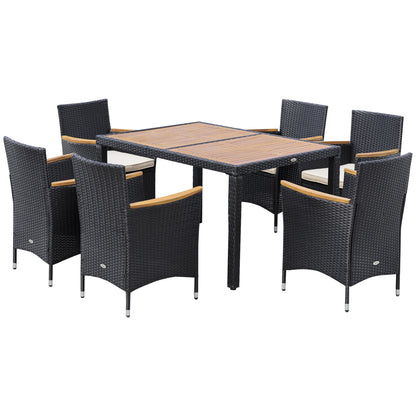 Set Mobilier Gradina 7 Piese – Ratan, Lemn & Perne Moi