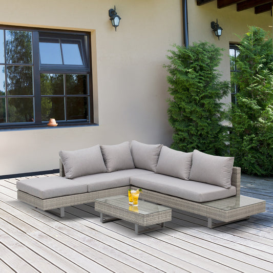 Set Mobilier canapele si masuta pentru Gradina din Ratan Gri