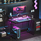 Birou Gaming cu Lumini LED și Suport pentru Monitor, din PAL și Oțel, 100x60x88.5 cm, Negru