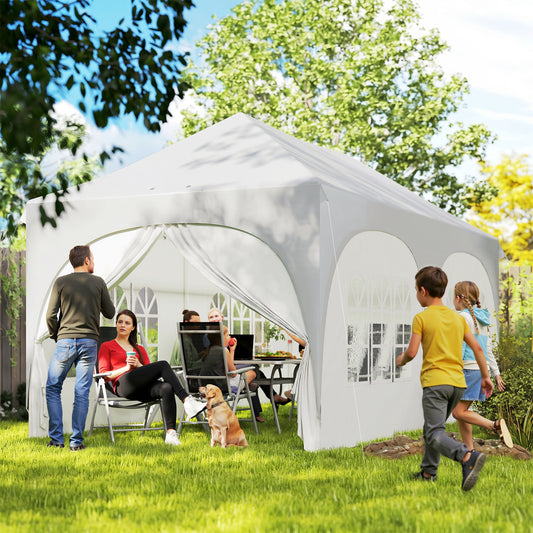 Pavilion de Grădină Pliabil 3x6 m cu Pereți Detașabili și Geantă de Transport, Alb