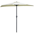 Umbrelă de terasă în formă de semilună cu deschidere manuală și stâlp în 2 secțiuni, 2.6 x 1.35 m, bej