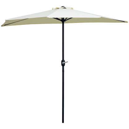 Umbrelă de terasă în formă de semilună cu deschidere manuală și stâlp în 2 secțiuni, 2.6 x 1.35 m, bej
