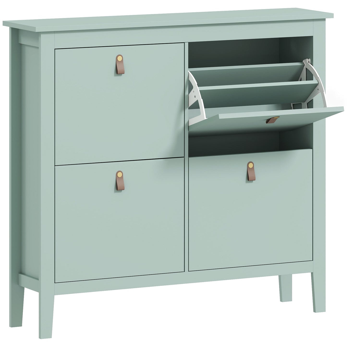 Dulap pentru pantofi 20 perechi, dulap cu 4 sertare rabatabile, rafturi reglabile, verde