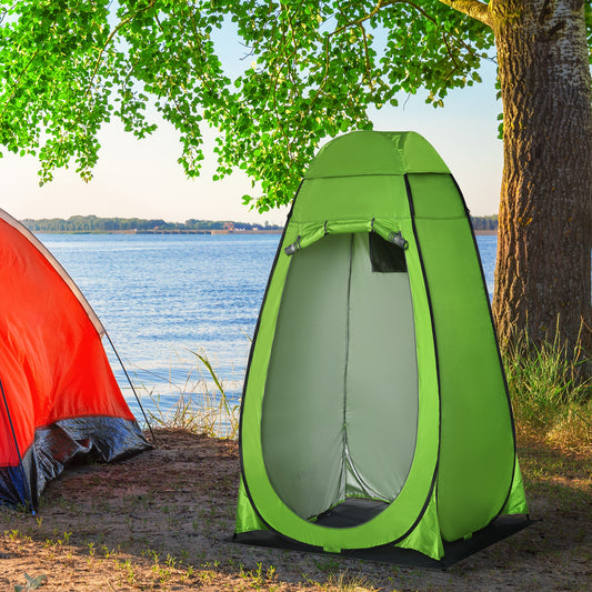 Cort de Dus pentru Exterior cu Usa cu Fermoar, Geanta pentru Transport, 126x124x189cm, Verde