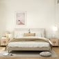 Set 2 Noptiere în stil Nordic cu Raft pe 2 Niveluri și Ușă Culisantă pentru Dormitor, 48x40x48 cm, Lemn Natural