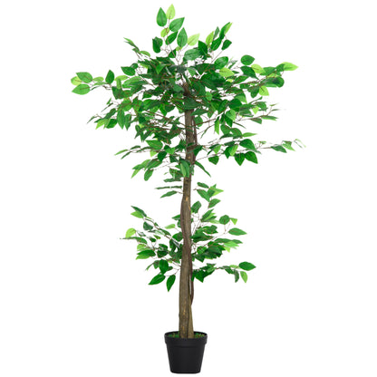 Planta Artificială  Arbore de Ceai cu 546 de Frunze Realistice și Ghiveci din Ciment 120 cm Verde