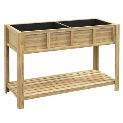 Jardinieră Înălțată din Lemn cu Raft Inferior, Separator, Găuri de Drenaj, 115x46x75 cm, Culoare Lemn