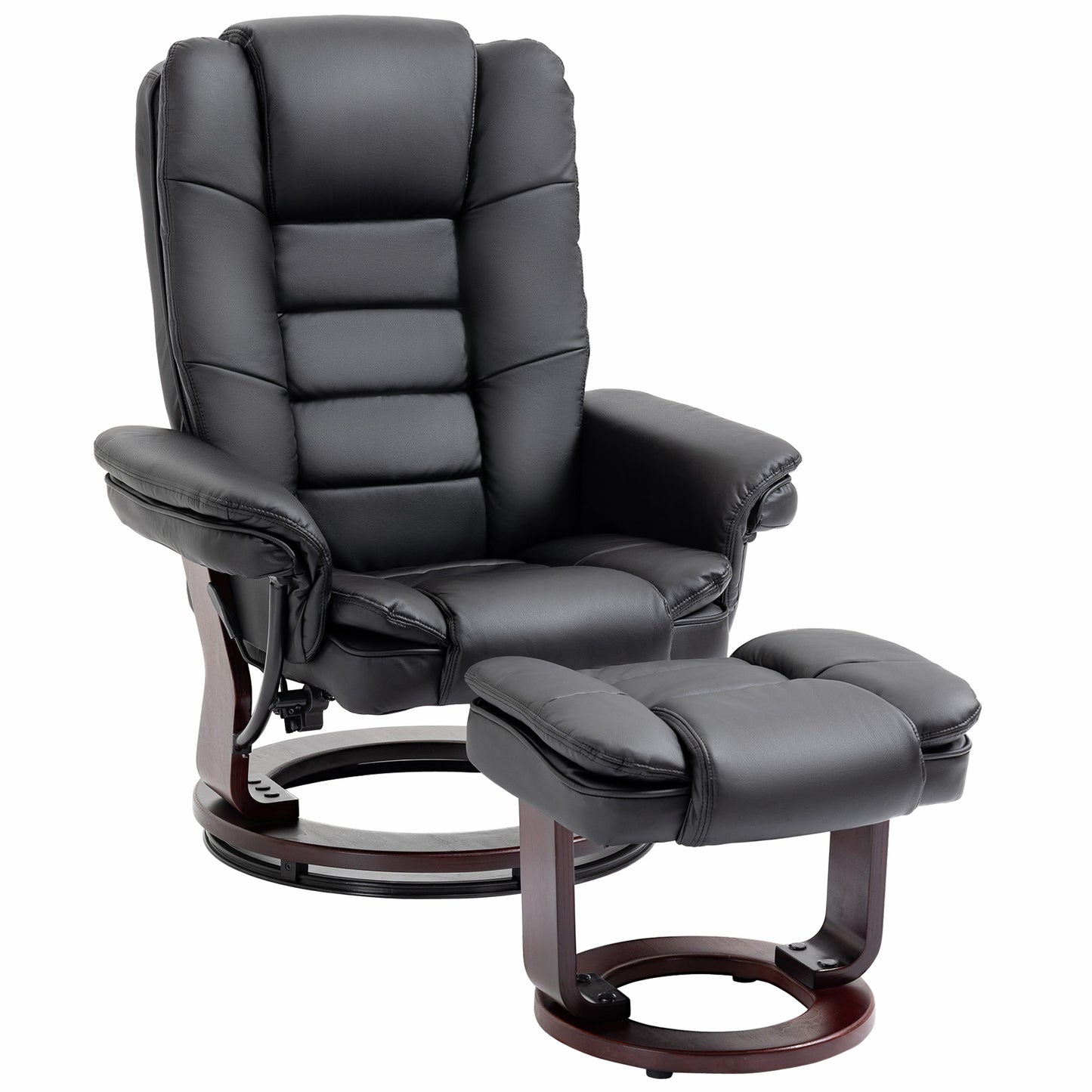 Set Fotoliu Relax si Taburet pentru Picioare, Pivotant la 360° si Inclinabil, Imitatie de piele PU