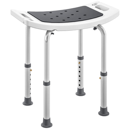 Scaun de Duș din Aluminiu și Plastic Antialunecare, Înălțime Reglabilă 6 Niveluri 39-52cm, Gri