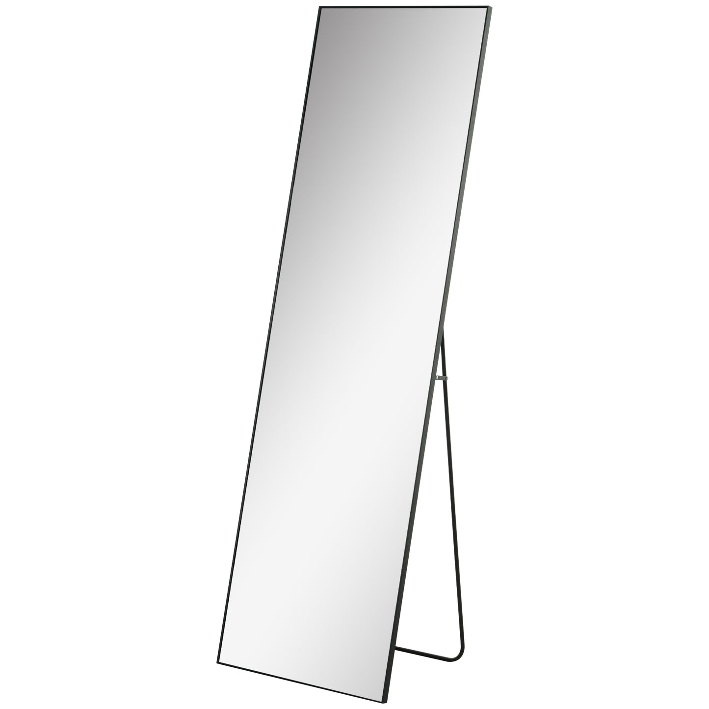 Oglindă de Podea sau de Perete, cu Ramă din Metal și Aliaj de Aluminiu, 50x2x161,5 cm, Negru