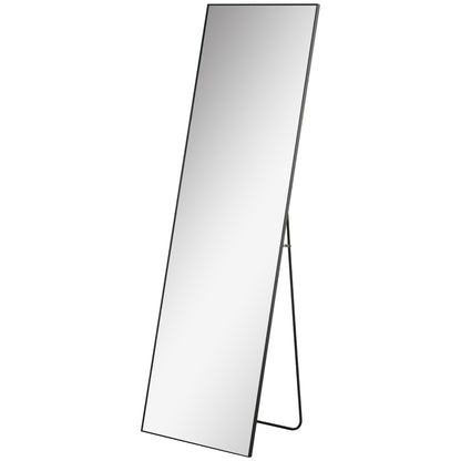Oglindă de Podea sau de Perete, cu Ramă din Metal și Aliaj de Aluminiu, 50x2x161,5 cm, Negru