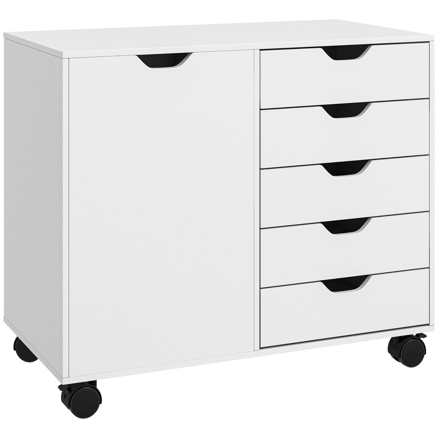 , Dulap pentru documente, Cu 5 Sertare, MDF, PAL,78 x 40 x 66.5 cm, Alb