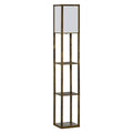 Lampă de Podea cu 3 Rafturi Integrate, Design Modern din MDF, 26x26x160 cm, Lemn Natural