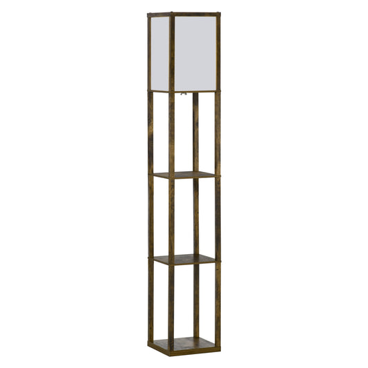 Lampă de Podea cu 3 Rafturi Integrate, Design Modern din MDF, 26x26x160 cm, Lemn Natural