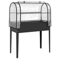 Jardinieră Ridicată cu Mini Sera și Orificiu de Drenare, 100x49x136 cm, Negru