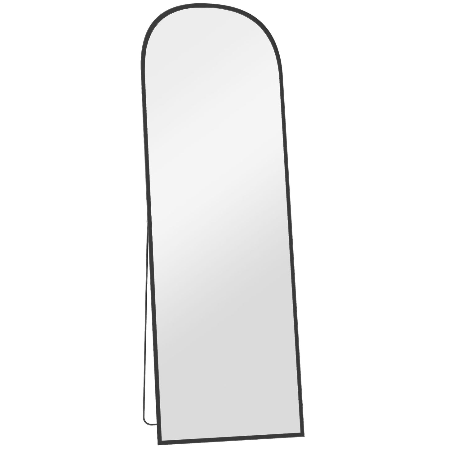 Oglindă de podea și perete modernă din aliaj de aluminiu cu suport pliabil, 50x170 cm, negru