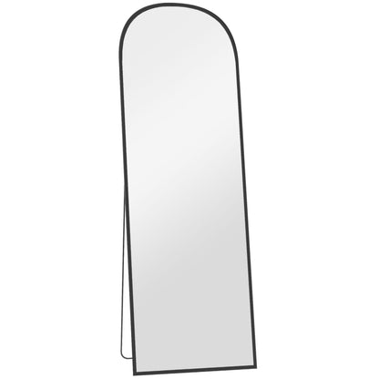 Oglindă de podea și perete modernă din aliaj de aluminiu cu suport pliabil, 50x170 cm, negru