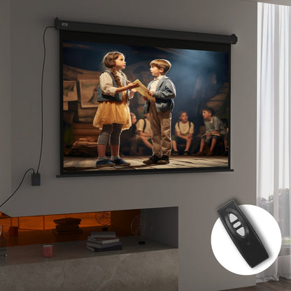 Ecran pentru Proiector 89" Format 4:3 Reglabil cu Telecomandă, 171x130cm, Negru
