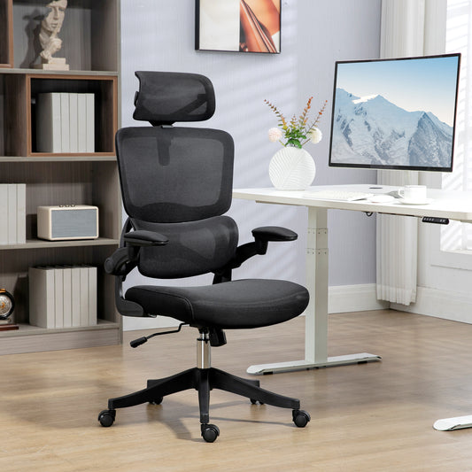 Scaun de Birou Reglabil pe Înălțime cu Funcție de Înclinare și Suport Lombar, 62x58x120-133 cm, Negru