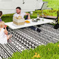 Masă de Camping Pliabilă cu Mâner, Cadru Metalic și Blat din Plastic, 180x74x74 cm, Alb