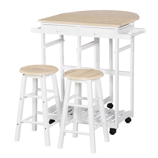 Carut Bucatarie Pliabil – Cu 2 Scaune Incluse, MDF Alb