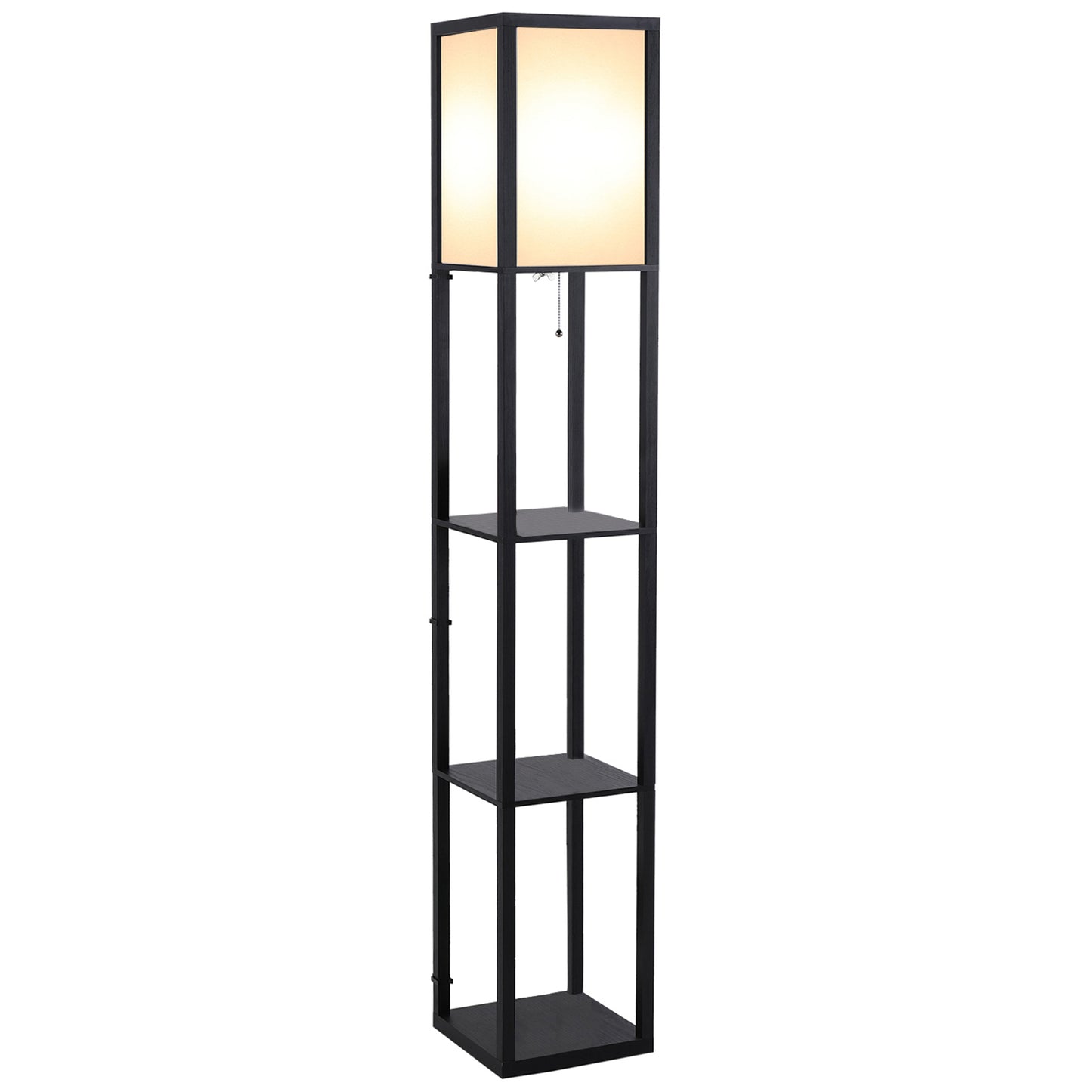 Lampa Pom cu Librarie 3 Niveluri Negru 26 x 26 x 160 cm