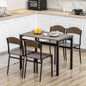 Set de sufragerie 5 piese cu 1 masa dreptunghiulara 100x63x76,5 cm si 4 scaune 45x40x82 cm, otel si MDF, maro negru