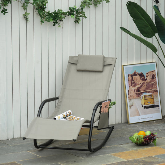 Sezlong Balansoar de Gradina cu buzunar lateral si pernuta, in Metal 62L x 88L x 165Hcm