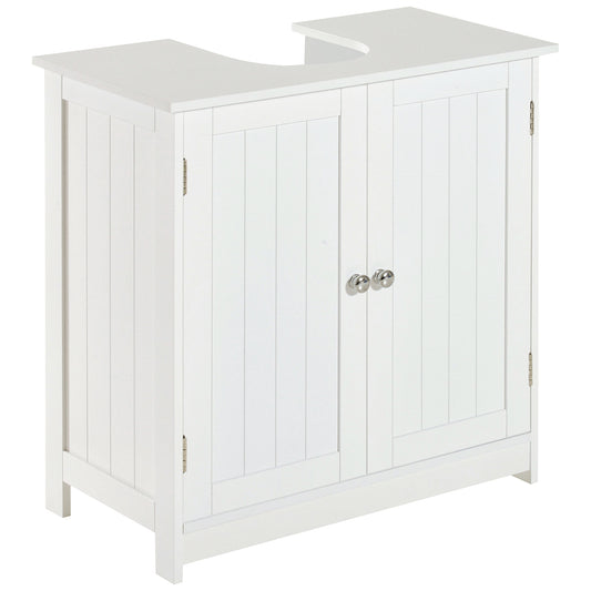 Masca Chiuveta Baie – MDF Alb, 2 Usi, 60×30×60 cm