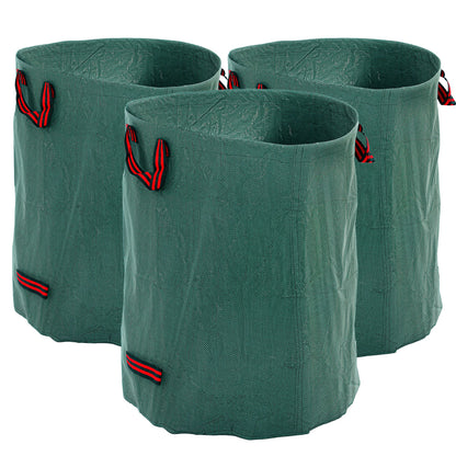 Set de 3 saci pentru deșeuri de grădină, 300 L, cu mânere, pliabili și reutilizabili, Ø67 x 84 cm, verde