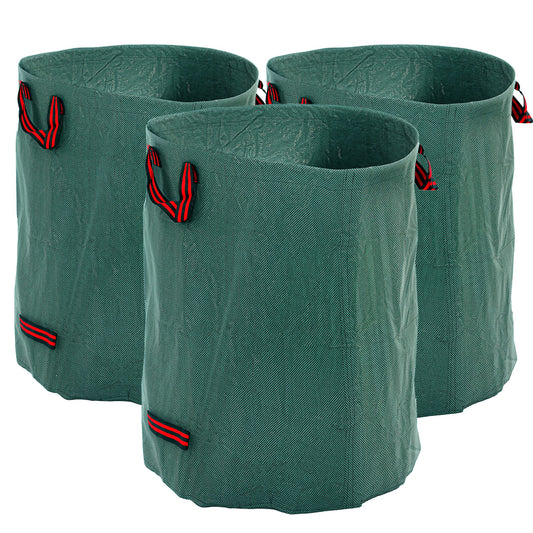 Set de 3 saci pentru deșeuri de grădină, 300 L, cu mânere, pliabili și reutilizabili, Ø67 x 84 cm, verde