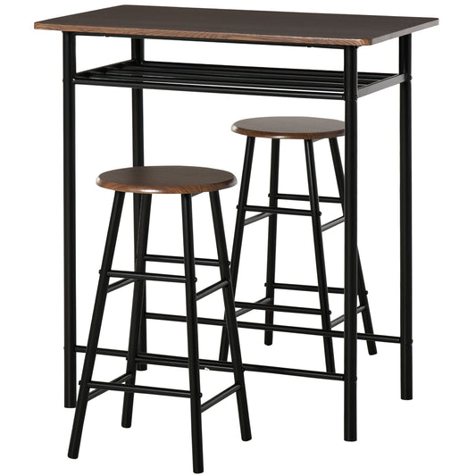 Set Masa inalta cu 2 Scaune – Bar & Bucatarie cu Raft Integrat