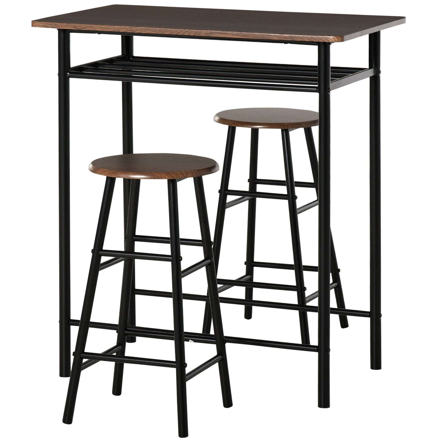 Set Masa inalta cu 2 Scaune – Bar & Bucatarie cu Raft Integrat