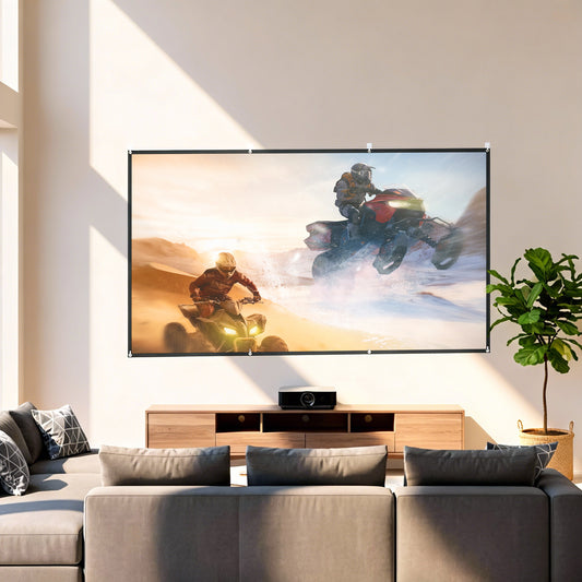 Ecran pentru Proiector 120" 16:9 HD 4K/8K Pliabil și Portabil, Anti-șifonare și Lavabil, Față Dublă, Alb