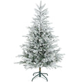 Pom de Crăciun înzăpezit 150 cm cu Bază Metalică Pliabilă