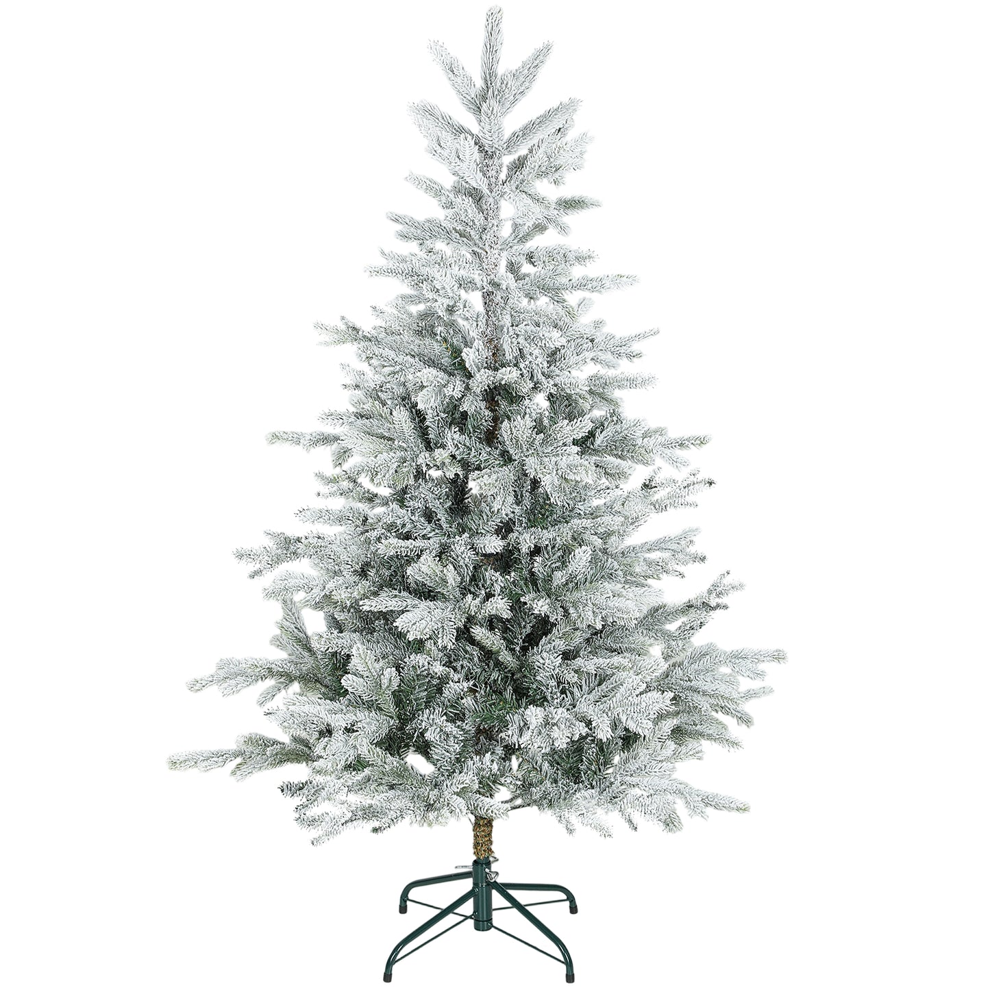 Pom de Crăciun înzăpezit 150 cm cu Bază Metalică Pliabilă
