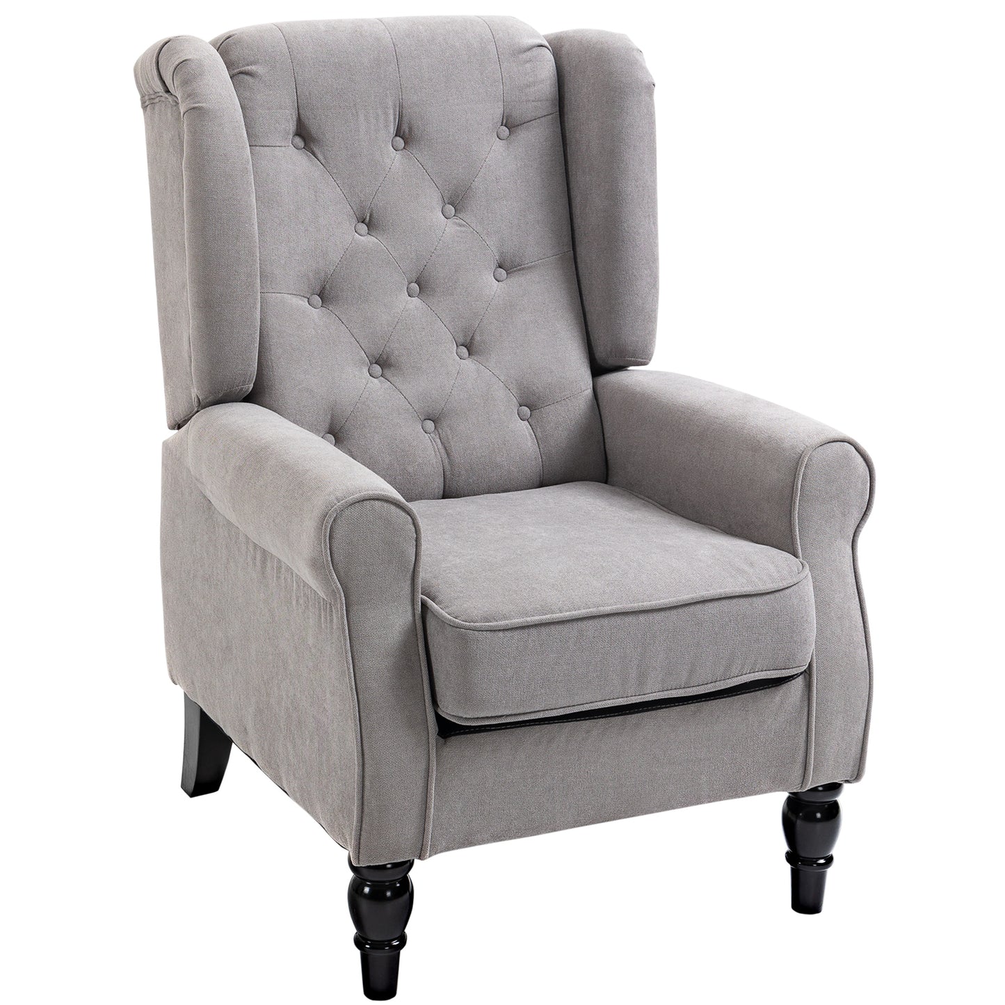 Fotoliu Chesterfield in Tesatura Detasabila cu Sezuta Ampla Gri 74 x 86 102 cm