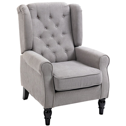 Fotoliu Chesterfield in Tesatura Detasabila cu Sezuta Ampla Gri 74 x 86 102 cm