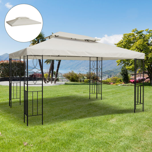 Acoperiș de Schimb Impermeabil pentru Gazebo pentru Grădină Dublu Strat 3x4m