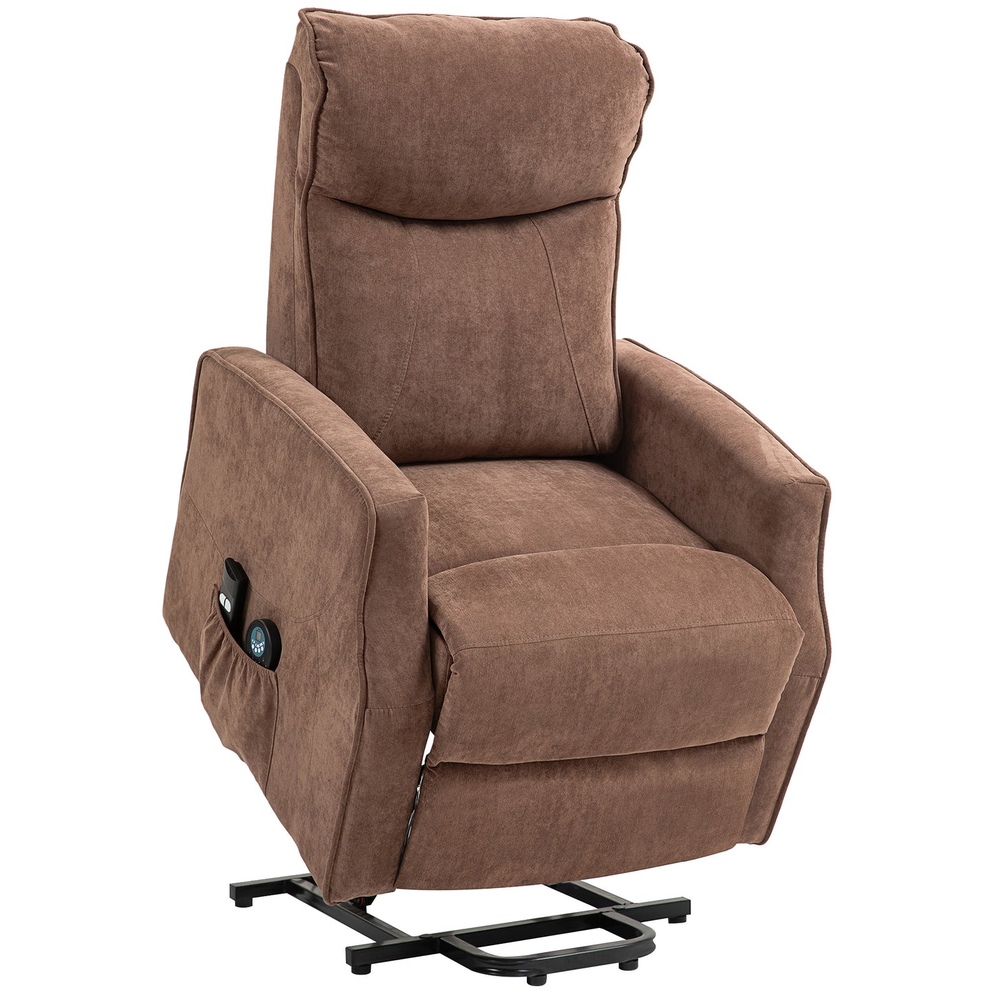 Fotoliu Relax Electric cu Funcție de Ridicare, 8 Puncte de Masaj, Reclinabil până la 135° cu 2 Telecomenzi, Maro