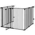 Tarc de Joaca 2-in-1 Multifunctional pentru Catelusi si Poarta de Siguranta pentru Animale de Companie, 6 Panouri, Tarc pentru Exercitii pentru Animale de Companie, 100cm Inaltime, Negru
